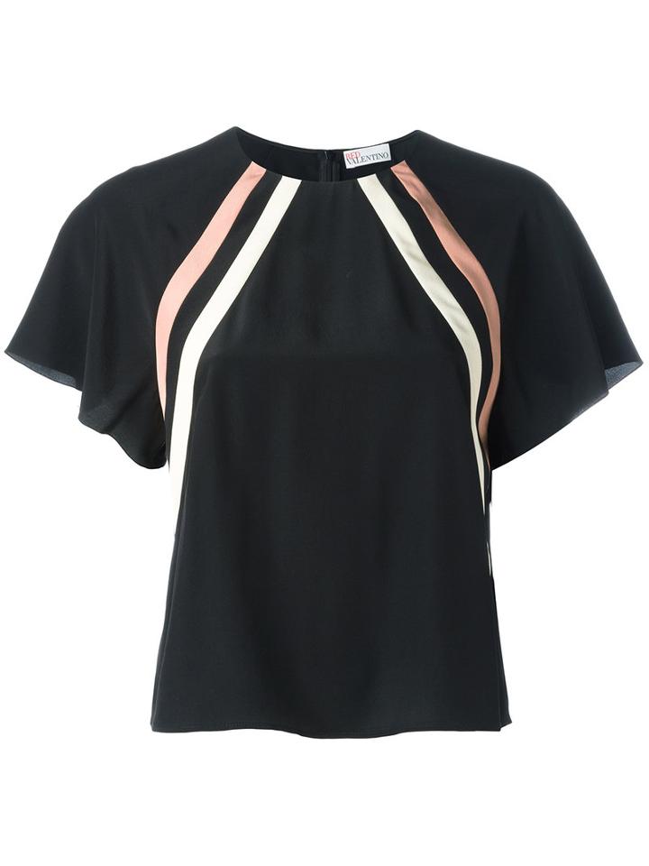Red Valentino - Diagonal Stripe Blouse - Women - Silk/polyester - 42, Black, Silk/polyester