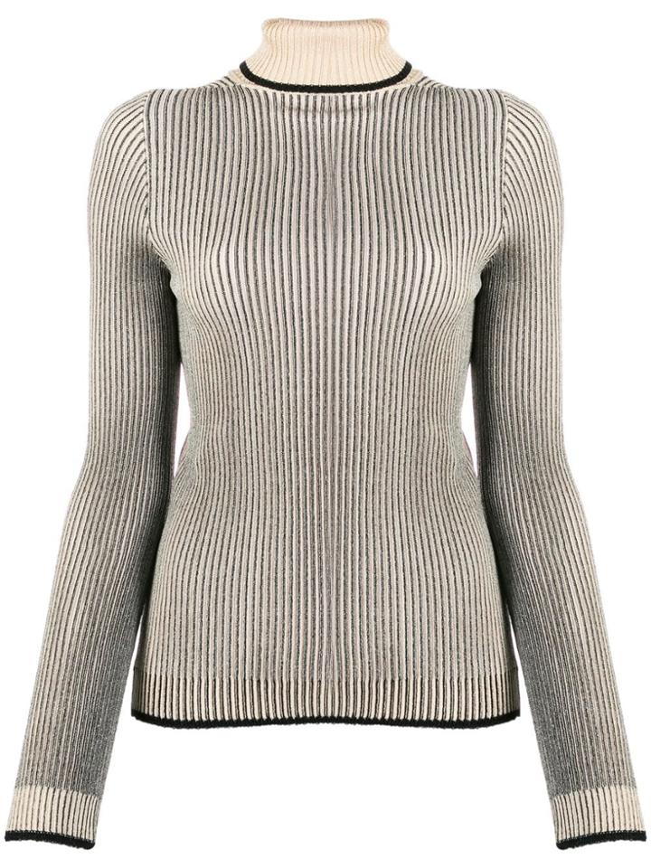 Marco De Vincenzo Ribbed Knit Roll Neck Sweater - Neutrals