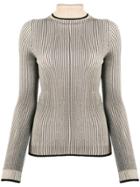 Marco De Vincenzo Ribbed Knit Roll Neck Sweater - Neutrals