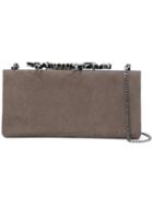 Jimmy Choo - Celeste Clutch - Women - Suede/brass/glass - One Size, Grey, Suede/brass/glass