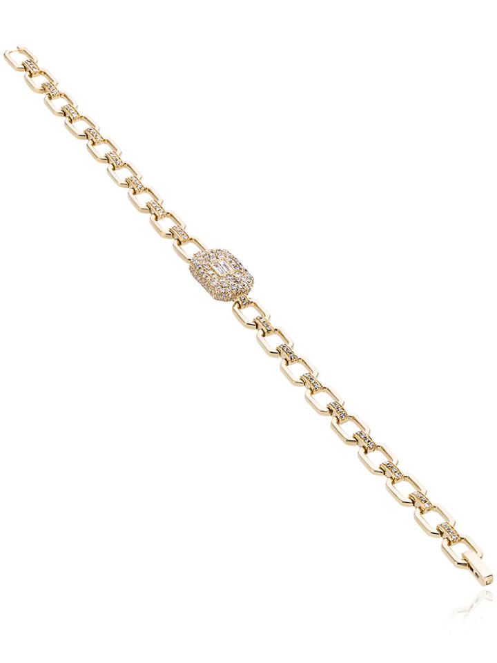 Shay Essential Pavé Diamond Baguette Bracelet - Metallic