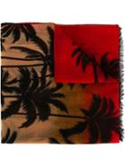 Saint Laurent Palm Tree Intarsia Scarf, Adult Unisex, Red, Wool