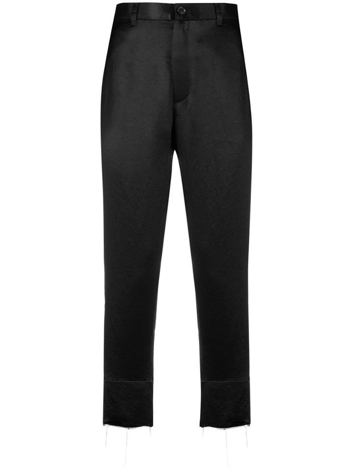 Ann Demeulemeester Cropped High Waisted Trousers - Black