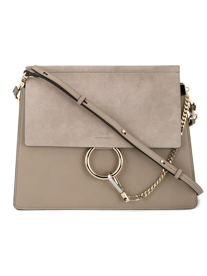 Chloé 'faye' Shoulder Bag, Women's, Grey, Leather/suede/metal
