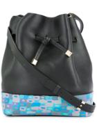 Demanumea Printed Drawstring Shoulder Bag - Black