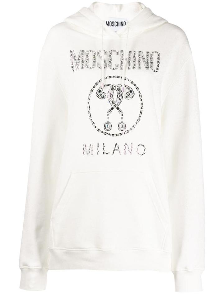 Moschino Embellished Logo Hoodie - White