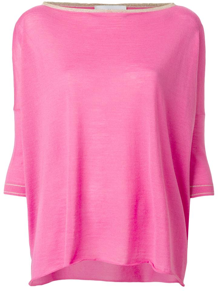 Giada Benincasa Slash Neck Sweater - Pink & Purple