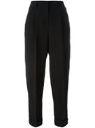 Giorgio Armani Cuffed Cropped Pants, Women's, Size: 42, Black, Silk/acetate/cupro
