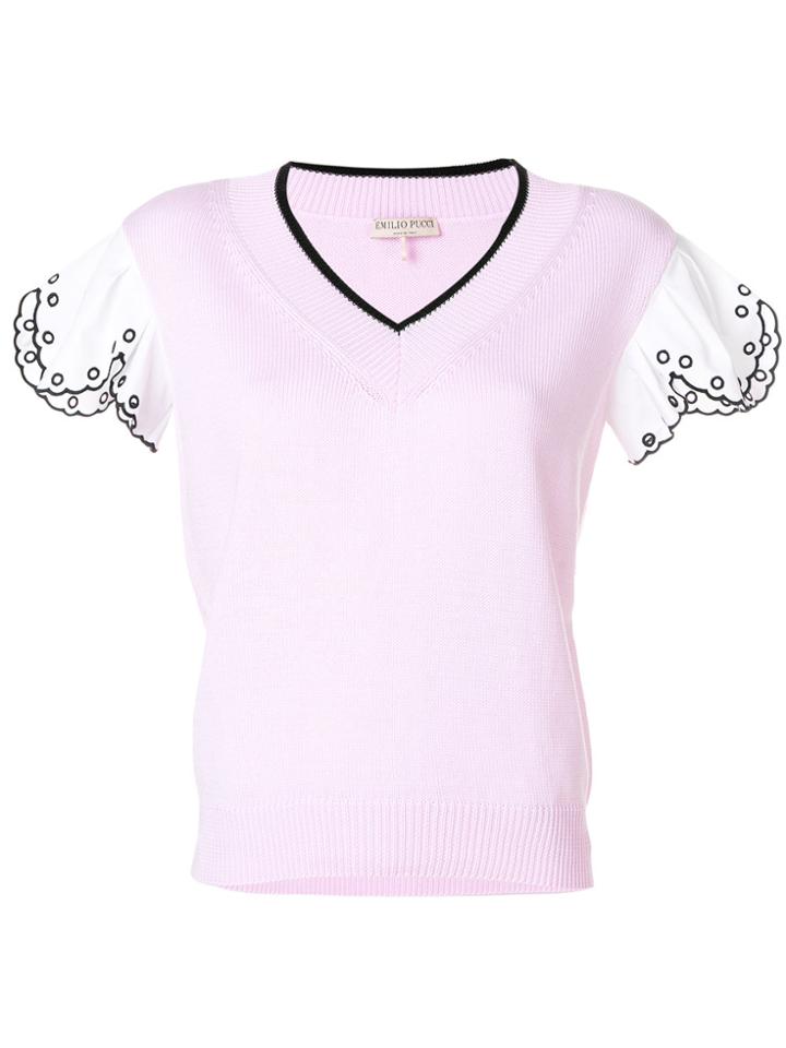 Emilio Pucci V-neck Laser Jumper - Pink & Purple