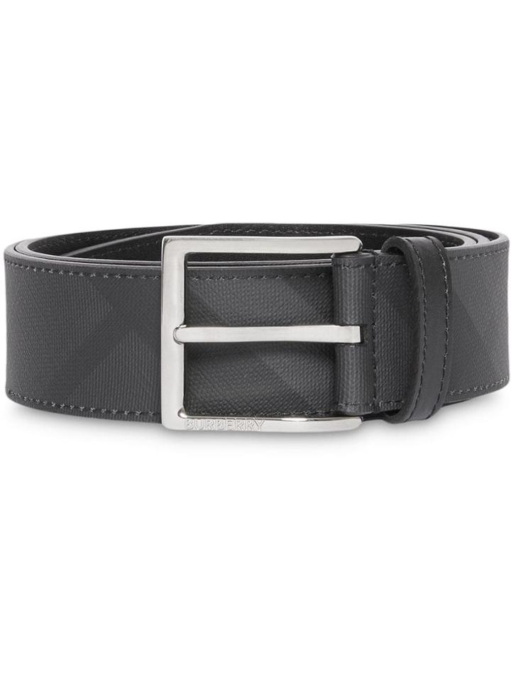 Burberry London Check And Leather Belt - Grey