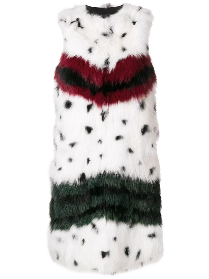 Liska Spotted Fox Fur Gillet - White