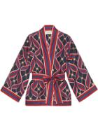 Gucci Kimono Top With Gg Ribbons Print - Red