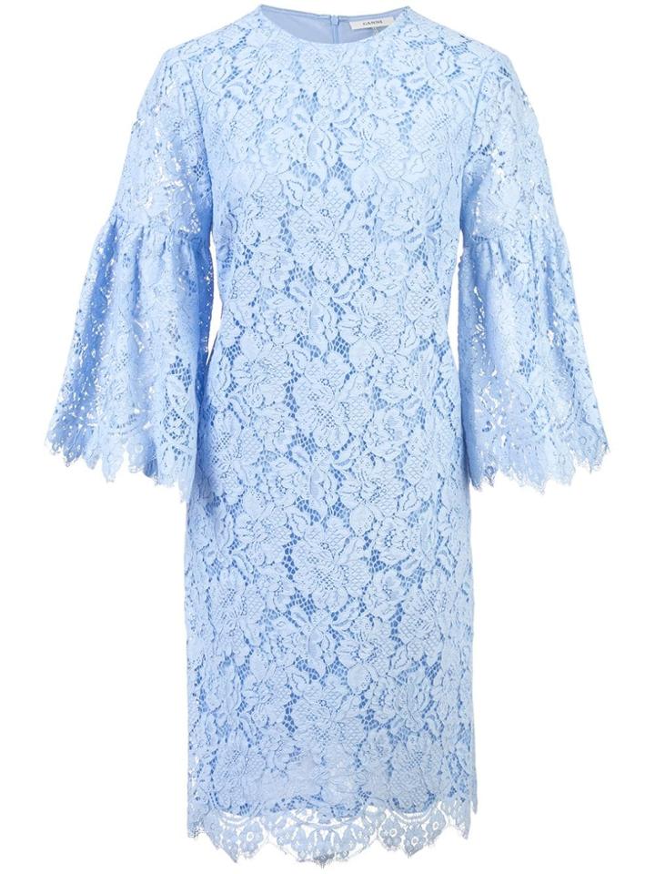 Ganni Lace Shift Dress - Blue
