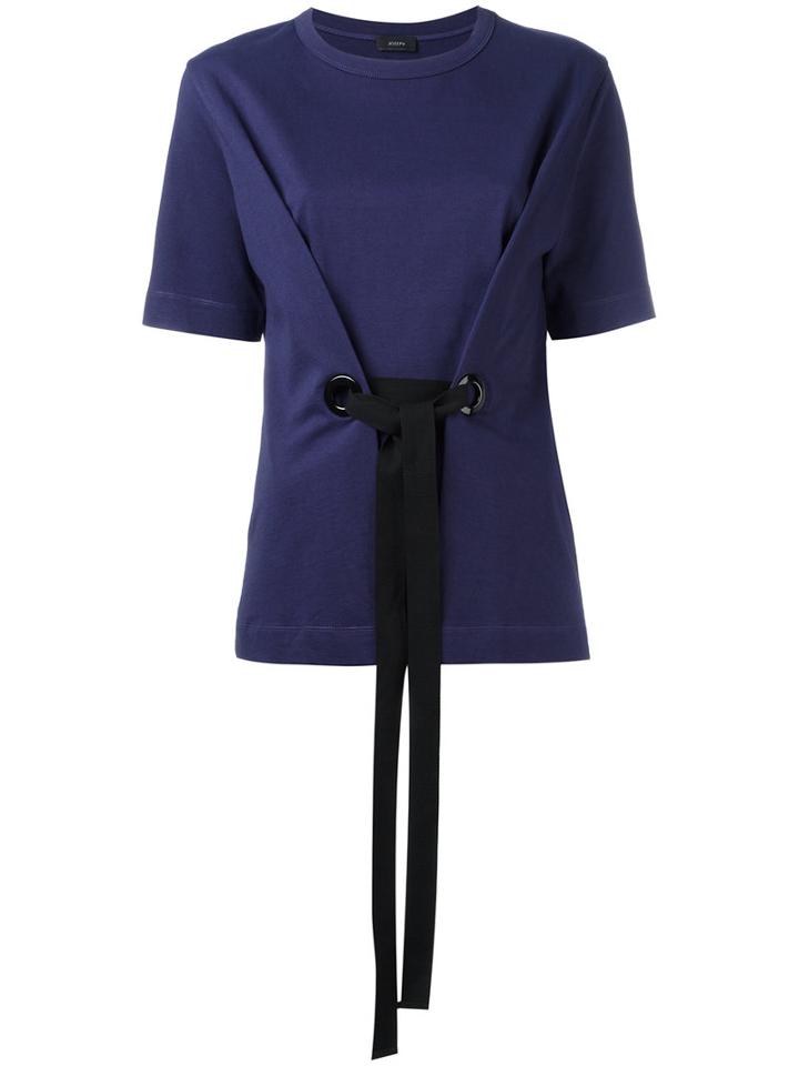 Joseph Tied Front T-shirt, Women's, Size: Medium, Blue, Cotton