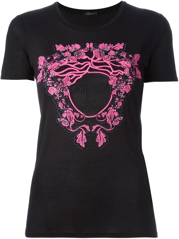 Versace Medusa T-shirt, Women's, Size: 38, Black, Viscose/silk/polyamide