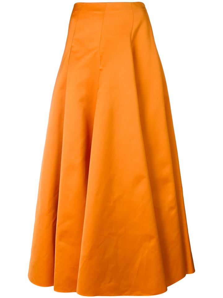 Rochas Pleated Maxi Skirt - Yellow & Orange