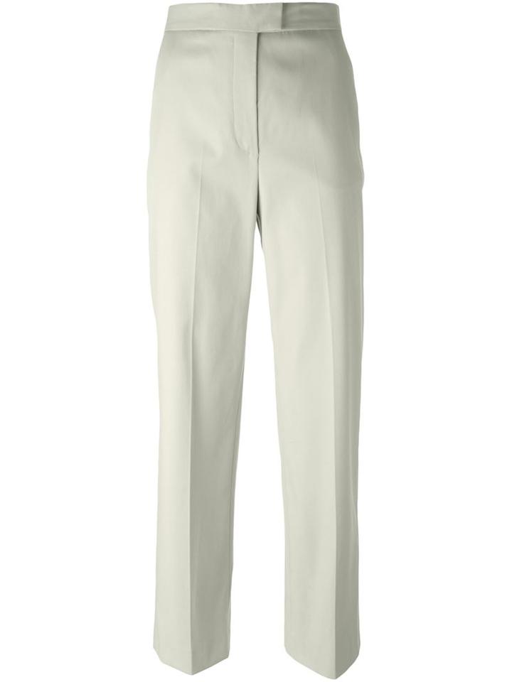 Msgm Straight Cropped Trousers, Women's, Size: 42, Nude/neutrals, Cotton/spandex/elastane/polyester