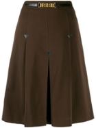 Céline Pre-owned 1970's Belted Pleated Skirt - Brown