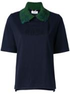 Muveil - 'rosa' Collared T-shirt - Women - Cotton - 38, Blue, Cotton