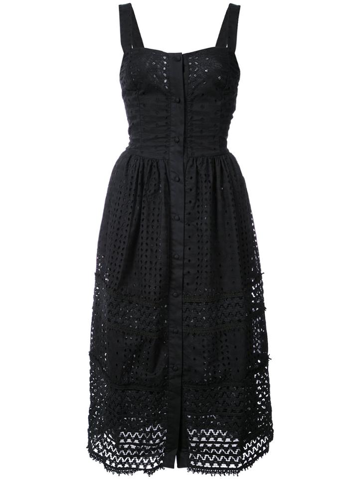 Patbo Button-through Lace Eyelet Dress - Black