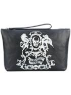 Alexander Mcqueen Skull Coat Of Arms Clutch - Black