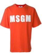 Msgm Logo Print T-shirt, Men's, Size: M, Yellow/orange, Cotton