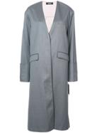 Undercover Mid-length Collarless Reversible Coat - Grey