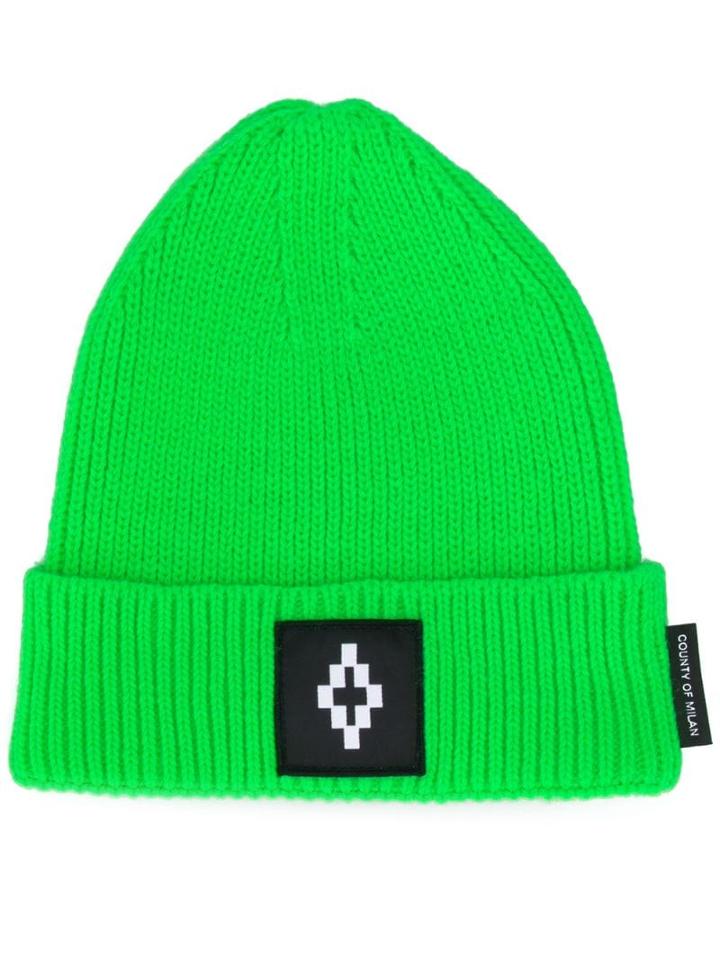 Marcelo Burlon County Of Milan Logo Print Beanie - Green