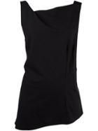 Ann Demeulemeester Asymmetric Twisted Collar Top, Women's, Size: 38, Black, Virgin Wool/nylon/spandex/elastane