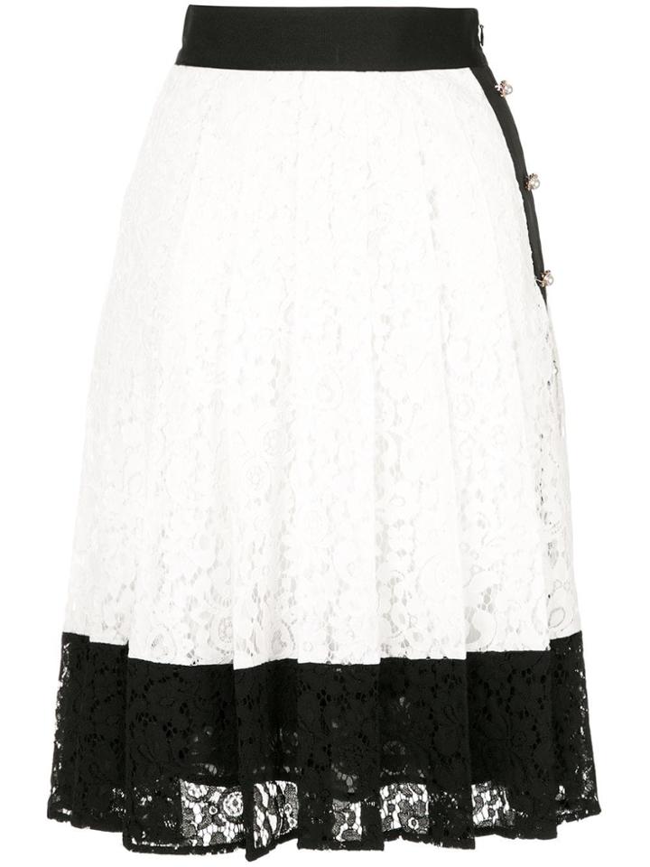 Edward Achour Paris Colour Block Pleated Skirt - White