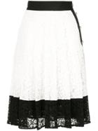 Edward Achour Paris Colour Block Pleated Skirt - White