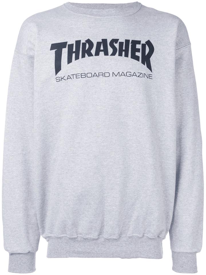Thrasher Logo Print Sweatshirt - Grey