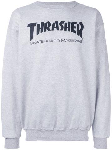 Thrasher Logo Print Sweatshirt - Grey