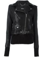 Diesel Classic Biker Jacket, Women's, Size: Medium, Black, Cotton/leather/polyester