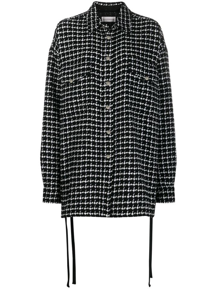 Faith Connexion Houndstooth Coat - Black