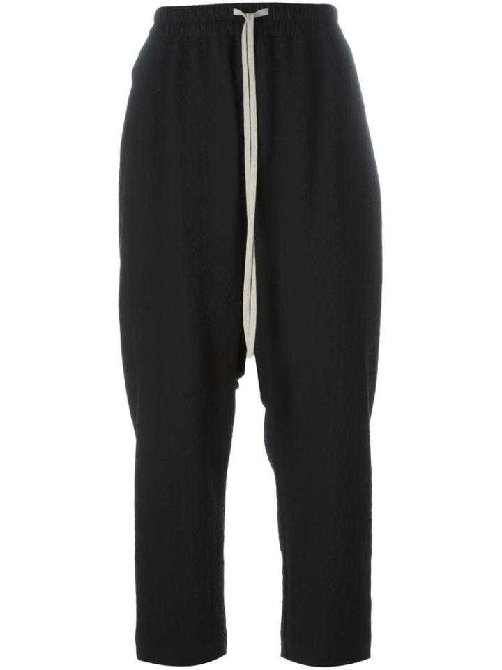 Rick Owens Drop-crotch Trousers, Women's, Size: 38, Black, Cotton/polyester/spandex/elastane/virgin Wool