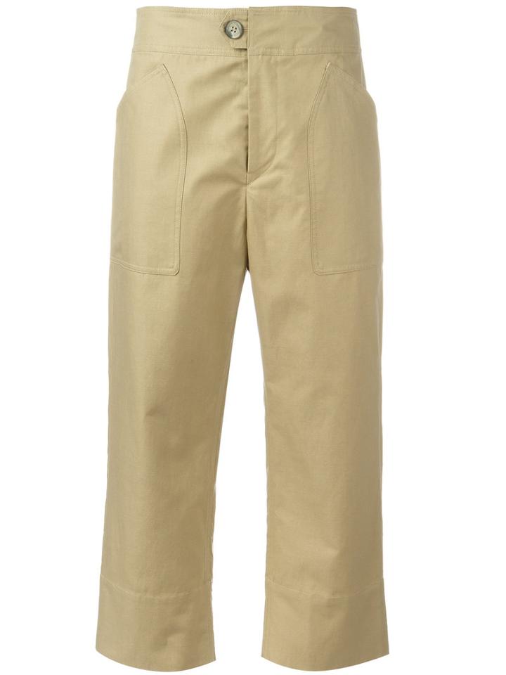 Isabel Marant Sola Cropped Trousers, Women's, Size: 40, Nude/neutrals, Cotton/linen/flax