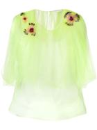 Delpozo Flower Appliqué Tulle Top - Yellow