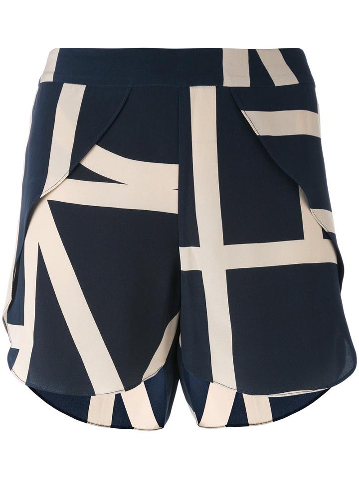 Toteme - Printed Shorts - Women - Silk - M, Blue, Silk