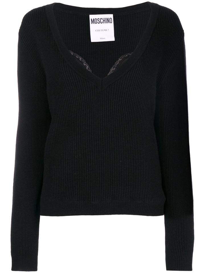 Moschino Lace Detail Jumper - Black