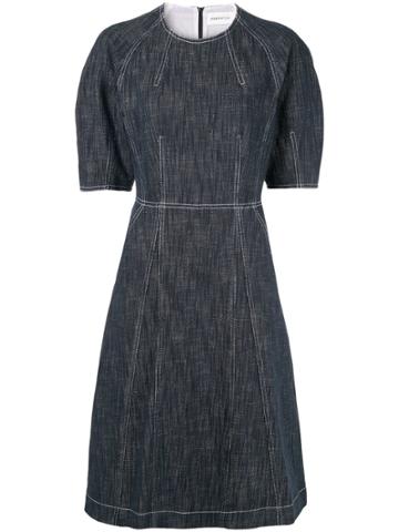 Ports Pure Contrast Stitching Denim Dress - Blue