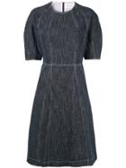 Ports Pure Contrast Stitching Denim Dress - Blue