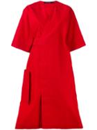Sofie D'hoore Poplin Wrap Dress, Women's, Size: 38, Red, Cotton