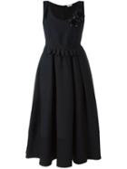 Fendi Flower Appliqué Dress, Women's, Size: 38, Black, Silk/cotton/glass