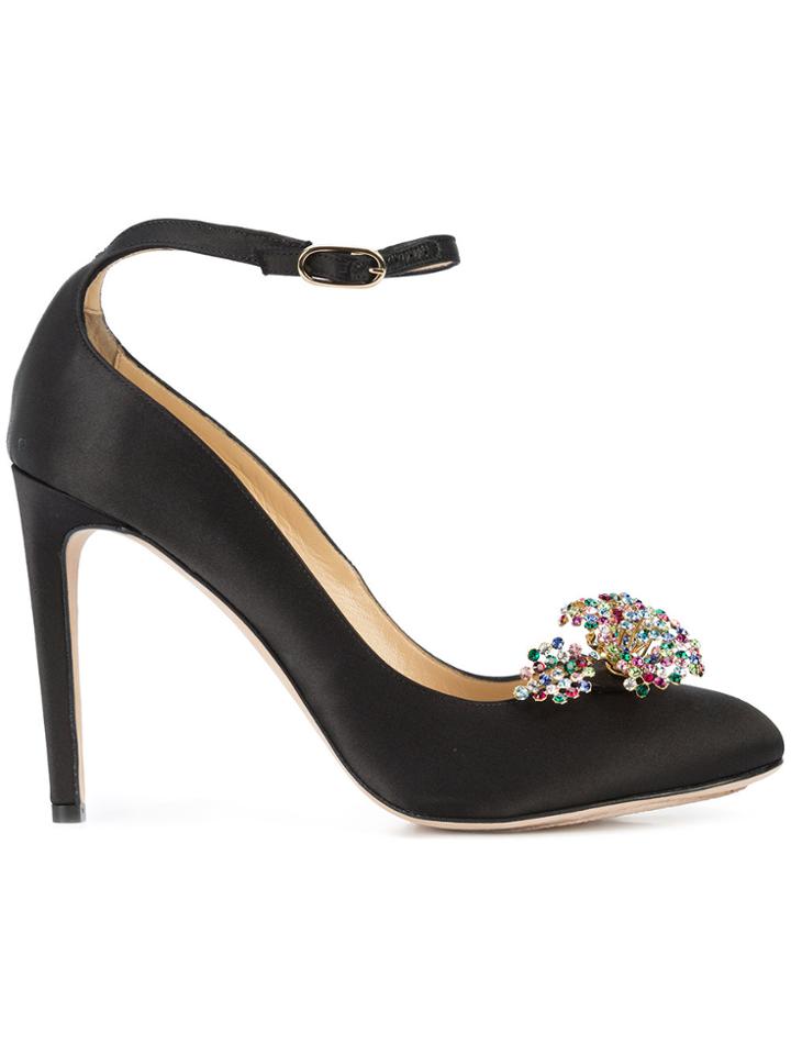 Chloe Gosselin Embellished Ankle Strap Pumps - Black