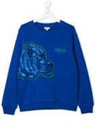 Kenzo Kids Teen Lion Embroidered Sweatshirt - Blue