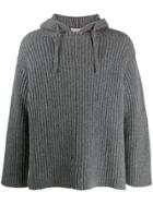 Valentino Ribbed Hooded Jumper - Grey