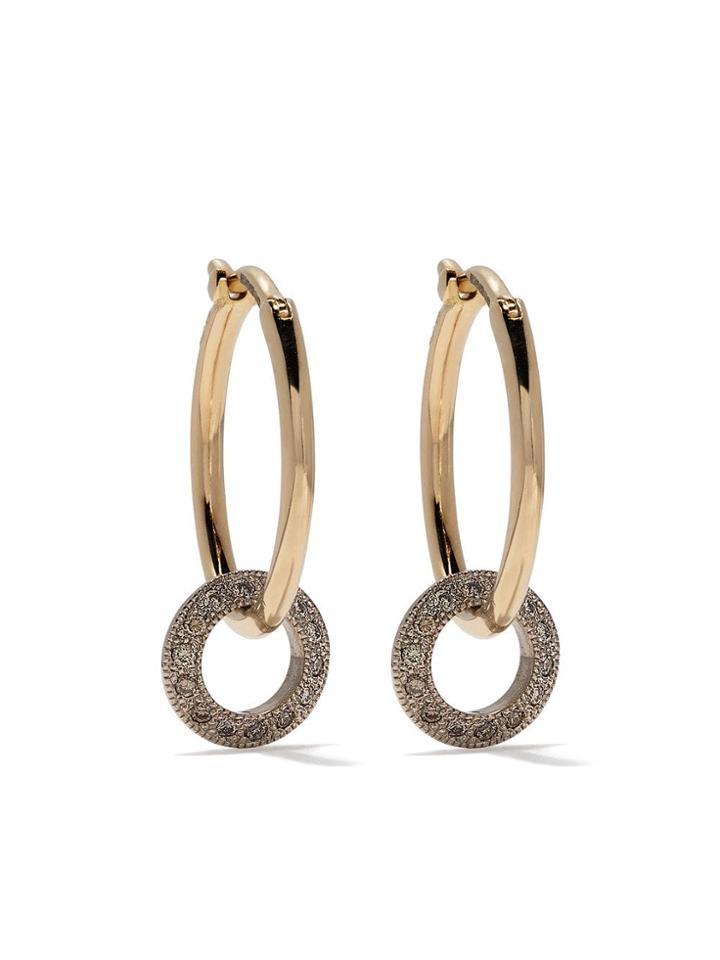 Hum 18kt Yellow Gold Diamond Disc Hoops