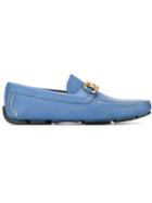Salvatore Ferragamo Gancini Buckle Loafers, Men's, Size: 6, Blue, Calf Leather/leather/rubber