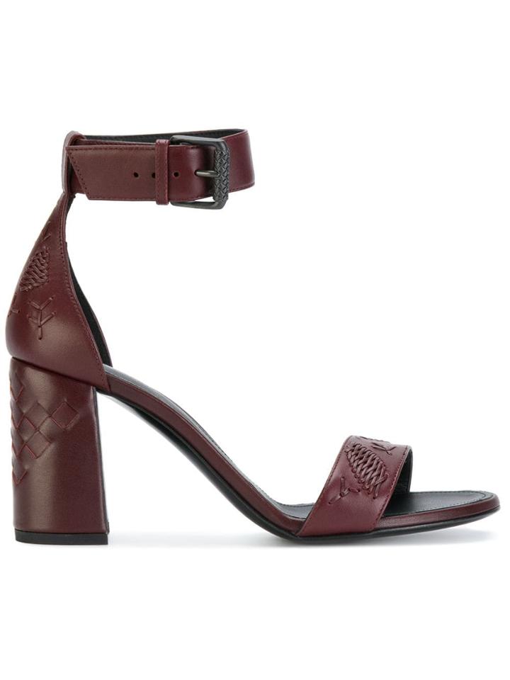 Bottega Veneta Intrecciato Block Heel Sandals - Red